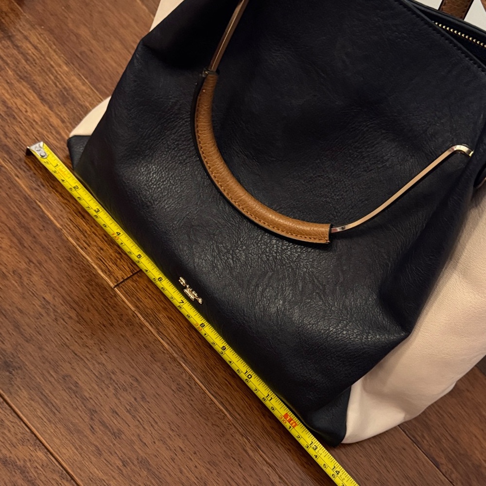 Dune London Navy, Cream and Tan Leather Shoulder Tote - Picture 7 of 10